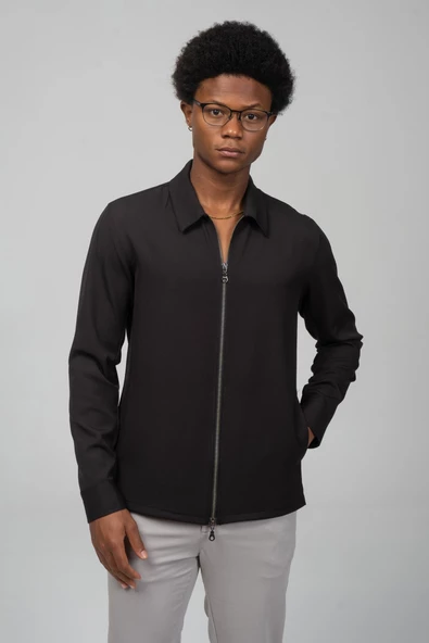 Erkek Önü Çift Taraf Açılır Detaylı Baharlık İnce Gömlek Ceket - 4