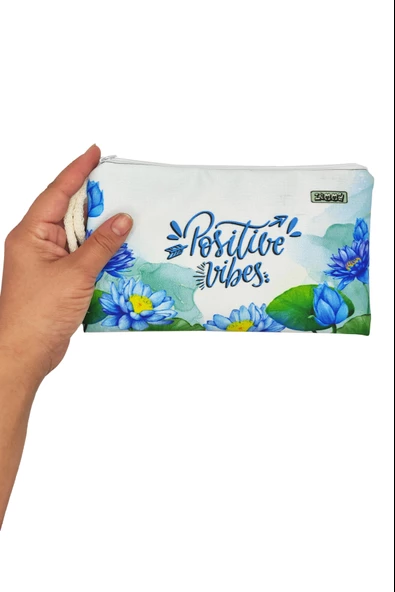 Lotus Positive Desenli Kalem Kutusu Yıkanabilir Bez Kalemlik - 3