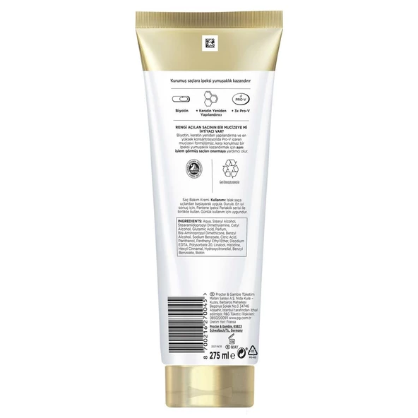 Pantene PRO-V MIRACLES İpeksi Parlaklık Saç Bakım Kremi İşlem Görmüş Saçlar için 275ML - 8