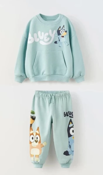 Zara Yeni Sezon Bluey Baskılı Unisex Alt Üst Takım / 3-4 Yaş