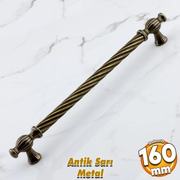 Burma Eskitme Antik Sarı Metal 160 mm - 16 cm Mobilya Mutfak Çekmece Dolap Kulpu Kulbu Kulpları