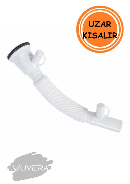 WUVERA Çiftli Lavabo Sifonu - Çamaşır ve Bulaşık Makine Çıkışlı - 3