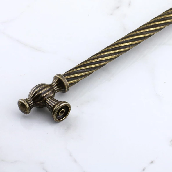 Burma Eskitme Antik Sarı Metal 224 mm -22.4 cm Mobilya Mutfak Çekmece Dolap Kulpu Kulbu Kulpları - 8