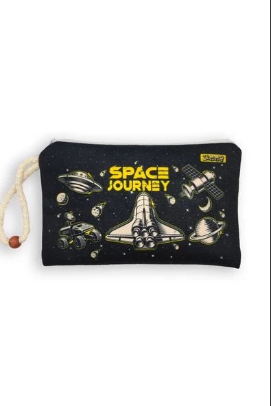 Uzay Mekiği Space Shuttle Desenli Kalem Kutusu Yıkanabilir Bez Kalemlik - 4