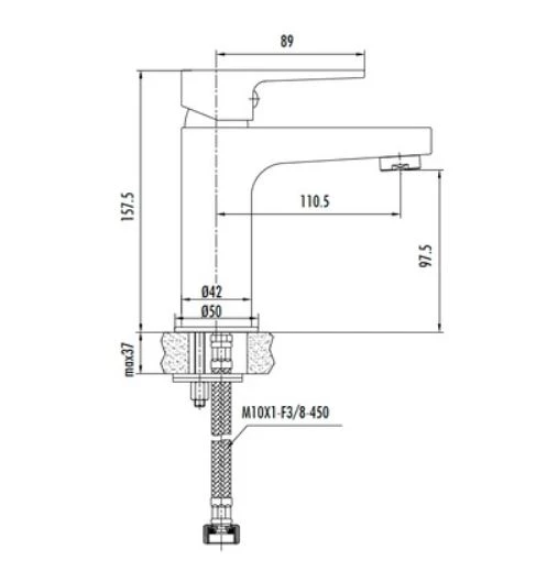 CREAVİT Sharp Mat Siyah Lavabo Bataryası SR1500S - 2