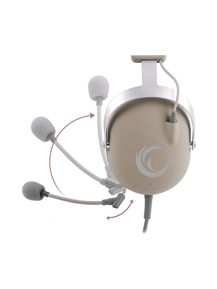 R81 Champıon Bej 7.1 Surround Sound System Mikrofonlu Oyuncu Kulaklığı - 2