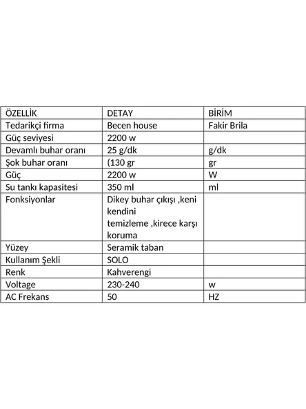 Fakir Brila Buharlı Ütü Kahverengi 2200W - 2