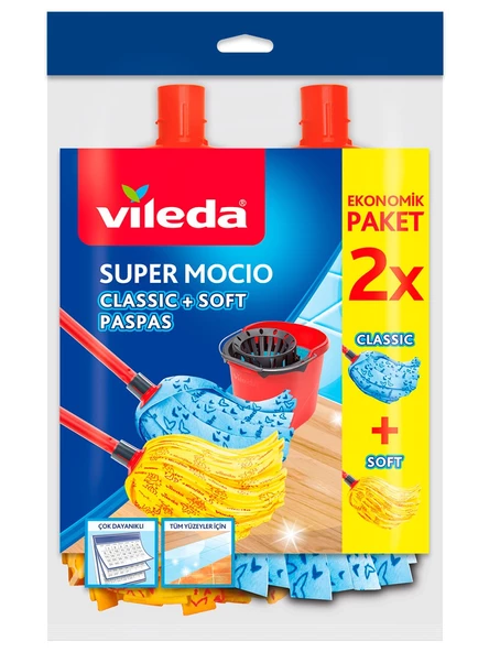 Vileda Supermocio Klasik + Ahşap Yedek Paspas 2 Li x 6 Paket - Resim 2