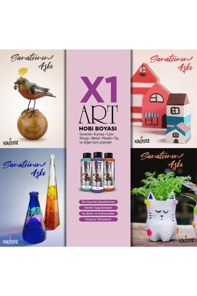 Polisan X1art Multisurface Hobi Boyası 120ml - Patine Yeşili - 2