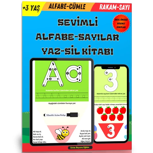 Sevimli Alfabe-Sayılar YAZ-SİL Kitabı ürün görseli 1