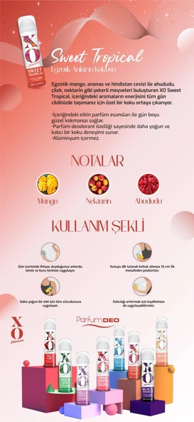 XO Deodorant 150ML Women-Kadın Sweet Tropical - 3