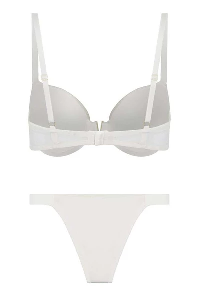 V Detay Aksesuarlı Soft Sütyen Takım -Ekru - 3
