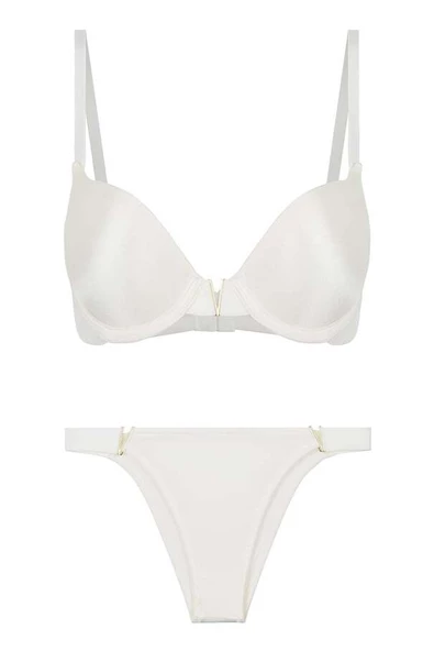 V Detay Aksesuarlı Soft Sütyen Takım -Ekru - 4