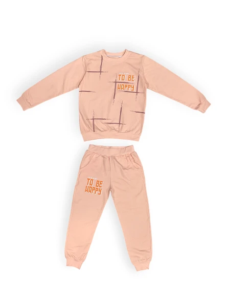 To Be Happy Motif Kız Çocuk Eşofman MNK0624 - Resim 2