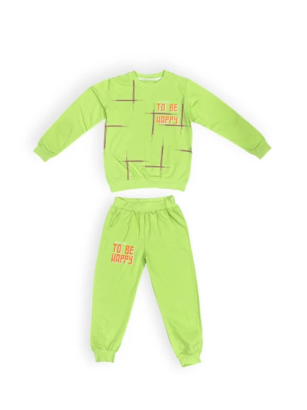 To Be Happy Motif Kız Çocuk Eşofman MNK0624 - Resim 3