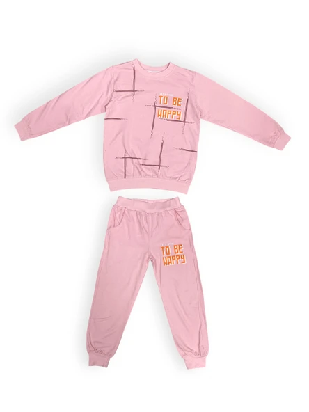 To Be Happy Motif Kız Çocuk Eşofman MNK0624 - Resim 5