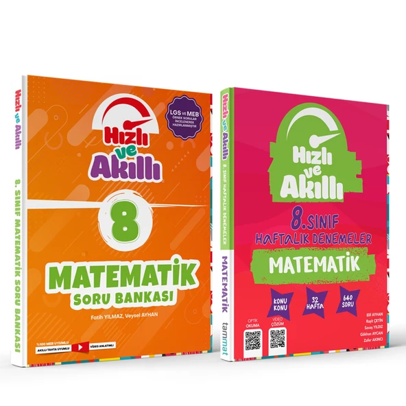 Tammat 8.Sınıf Matematik Hızlı ve Akıllı Soru Bankası ve Haftalık Deneme Seti 2 Kitap