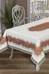 Nilüfer Dantelli Dikdörtgen Baskılı Masa Örtüsü - 11