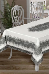 Nilüfer Dantelli Dikdörtgen Baskılı Masa Örtüsü - 7