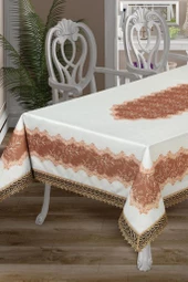 Nilüfer Dantelli Dikdörtgen Baskılı Masa Örtüsü - 9