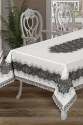 Nilüfer Dantelli Dikdörtgen Baskılı Masa Örtüsü - 8