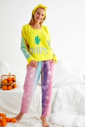 Nisanca Kışlık Polar Yılbaşı Kadın Pijama Takımı- Saç Bandı Hediyeli - 11