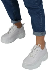Beyaz Kalın Tabanlı Sneaker Günlük Spor Ayakkabı - Porto - 3
