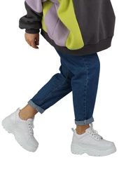 Beyaz Kalın Tabanlı Sneaker Günlük Spor Ayakkabı - Porto - 1