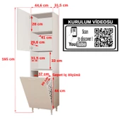 EGE 44,6x165 cm Kirli Çamaşır Sepetli, Erzak, Kiler, Oyuncak Dolabı - 8