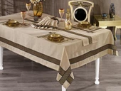 Bera Nakışlı Keten A.Servisli Masa Örtüsü Takımı 14 Parça thumbnail 1