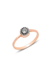 Gümüş rose elmas montürlü yuvarlak yüzük. SGTL11468ROSE - 1
