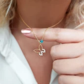 Kadın 925 Ayar Gümüş Nazar Boncuklu Kelebek Kolye thumbnail 1