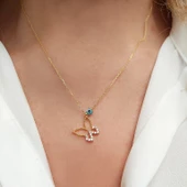 Kadın 925 Ayar Gümüş Nazar Boncuklu Kelebek Kolye thumbnail 4