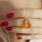 Vaoov Turuncu Swarovski Taşlı Gümüş Kolye thumbnail 4