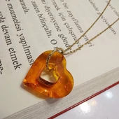 Vaoov Turuncu Swarovski Taşlı Gümüş Kolye thumbnail 1