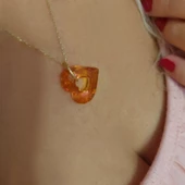 Vaoov Turuncu Swarovski Taşlı Gümüş Kolye thumbnail 3