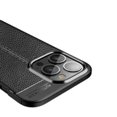 Vendas iPhone 14 Pro (14 Pro Uyumlu) Deri Desenli Niss Dikiş Tasarımlı Darbe Dirençli Silikon Kılıf + Seramik Nano Ekran Koruyucu - 5