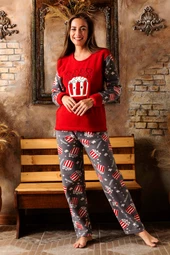 Nisanca Kışlık Kadın Polar Pijama Takımı - Yılbaşı Pijaması - 6