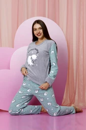 Nisanca Kışlık Kadın Polar Pijama Takımı - Yılbaşı Pijaması - 3