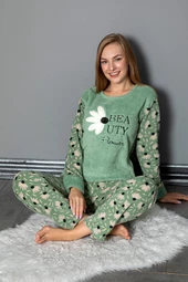 Nisanca Kışlık Kadın Polar Pijama Takımı - Yılbaşı Pijaması - 8