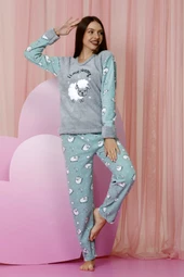 Nisanca Kışlık Kadın Polar Pijama Takımı - Yılbaşı Pijaması - 2