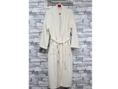 Plain Şal Yaka Büyük Beden Tek Banyo Bornozu Krem thumbnail 4