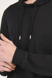 Siyah Şal Yaka Esnek Sweatshirt - 2