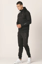 Siyah Dalgıç Kumaş Erkek Eşofman Takımı - 4