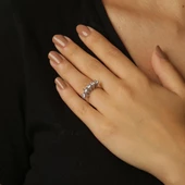 Beyaz Altın Beştaş Yüzük - 1