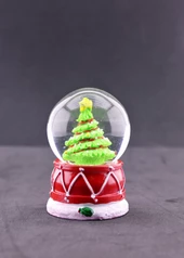 Yeni Yıl 2023 Çam Ağacı Temalı Mini Boy Işıklı Kar Küresi 6.5 cm 2-A - 1