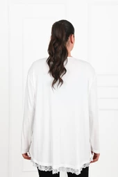 Kadın Güpür Dantelli Büyük Beden Bluz 1386-23 - 12