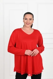 Kadın Güpür Dantelli Büyük Beden Bluz 1386-23 - 6