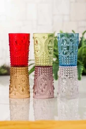 Akrilik Renkli 6'lı Kısa Bardak & Su Meşrubat Kahve Yanı Bardağı 400 ml ( Cam Değildir ) - 2