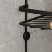 TEKNOTEL İKİ KATLI KANCALI BANYO RAFI MAT SİYAH LM008H - 3